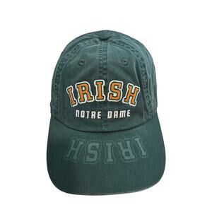 Vintage Notre Dame Fitted Hat Cap 7 1/8 Green Y2K Fighting Irish NCAA Preppy